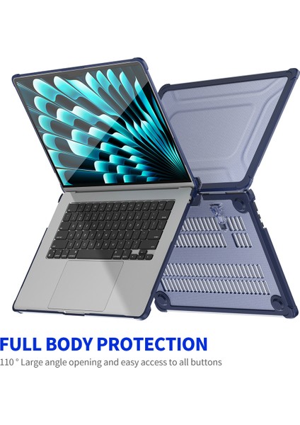 Macbook Air 15 INÇ(2023)A2941(AB Versiyonu)Çizilmez Dizüstü Bilgisayar Kılıfı ve Kickstand-Mavi Için Ince Sert Pc Kılıfı (Yurt Dışından)
