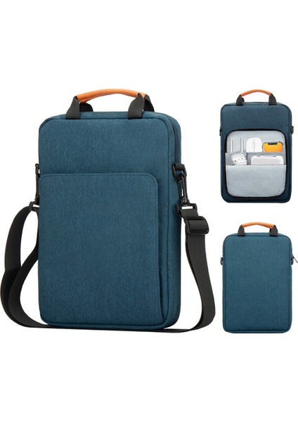13.3 Inç Dizüstü Bilgisayar Için Dikey Taşıma Çantası Oxford Kumaş Darbeye Dayanıklı Çanta Crossbody Çanta-Mavi (Yurt Dışından)