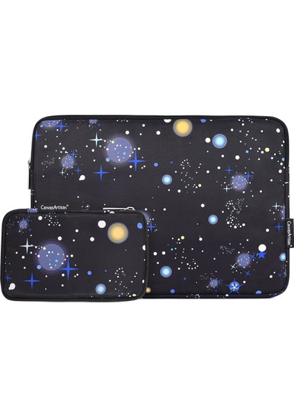 Canvasartısan H16-T0121 2 Adet/takım Yıldızlı Gökyüzü Desen Dizüstü Bilgisayar Çantası 15 Inç Ince Dizüstü Bilgisayar Kılıfı + Küçük Çanta (Yurt Dışından)