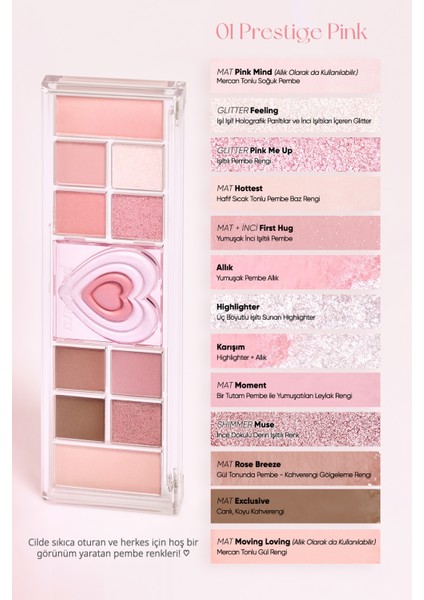 Çok Fonksiyonlu Makyaj Paleti PERIPERA All Take Mood Like Palette (01 Prestige Pink) (Peritage)