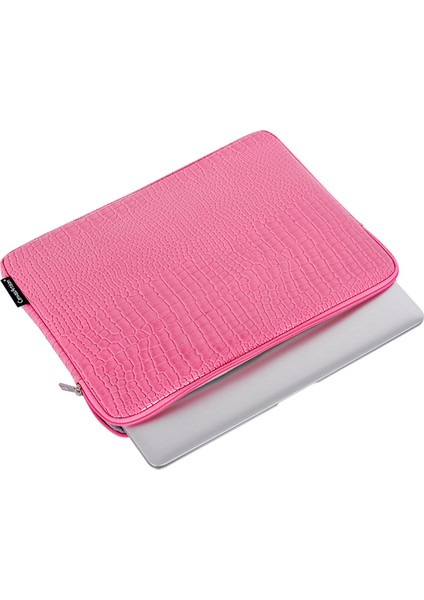 Canvasartısan L32-03 Timsah Doku Pu Deri Dizüstü Bilgisayar Kol Çantası Dizüstü Taşıma Çantası-Pembe/11 Inç Dizüstü Bilgisayar Için (Yurt Dışından)