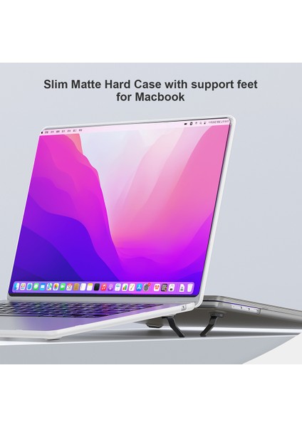 Benwıs Mp-Sms MacBook Pro 14 INÇ(2021)A2442/(2023)A2779 Kickstand Kılıf Ince Mat Dizüstü Bilgisayar Sert Kılıf-Şeffaf Beyaz (Yurt Dışından)