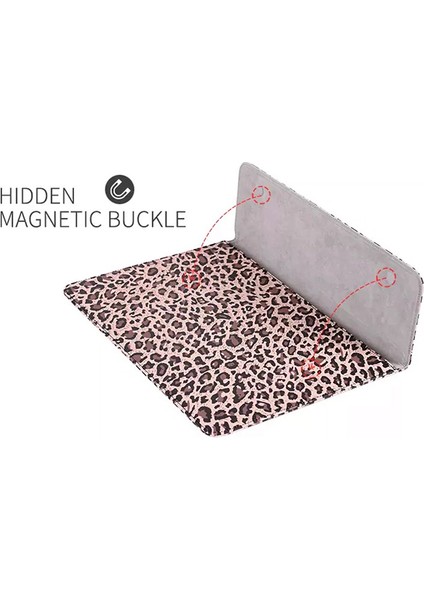Canvasartısan E31-01 Leopar Baskılı Moda Dizüstü Bilgisayar Kılıfı Pu Deri Manyetik Kapaklı Zarf Dizüstü Bilgisayar Çantası-Sarı/12 Inç (Yurt Dışından)