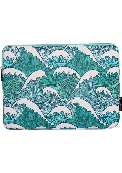 Canvasartısan H3-04 12 Inç Fermuarlı Notebook Çantası, Yeşil Dalga Desenli Yumuşak Astarlı Dizüstü Bilgisayar Depolama Kılıfı (Yurt Dışından)