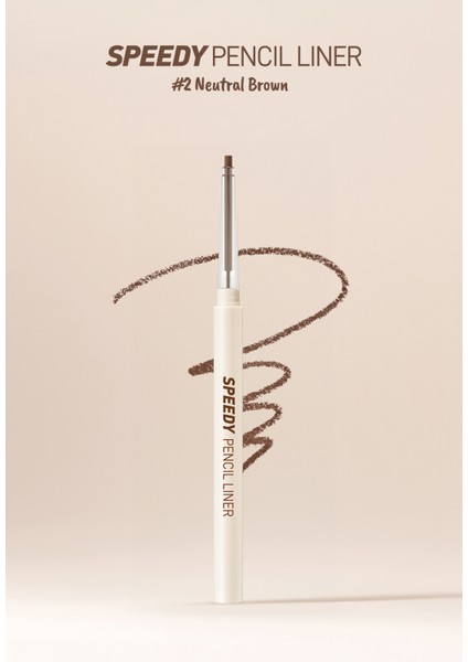 Suya Dayanıklı Kolay Kullanım Sunan Göz Kalemi PERIPERA Speedy Pencil Liner (2 Neutral Brown)