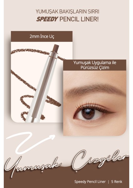 Suya Dayanıklı Kolay Kullanım Sunan Göz Kalemi PERIPERA Speedy Pencil Liner (2 Neutral Brown) fiyatları