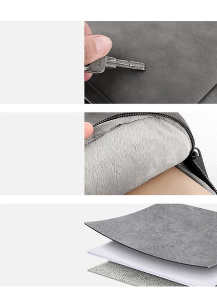 13-14 Inç Laptop Çantası Suya Dayanıklı Pu Deri Notebook Çantası-Koyu Gri (Yurt Dışından)