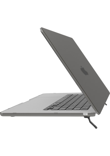 Benwıs Mp-Sms Macbook Air 15 INÇ(2023)A2941 Ince Mat Kılıf Kickstand Dizüstü Bilgisayar Sert Kılıf-Şeffaf Siyah (Yurt Dışından)