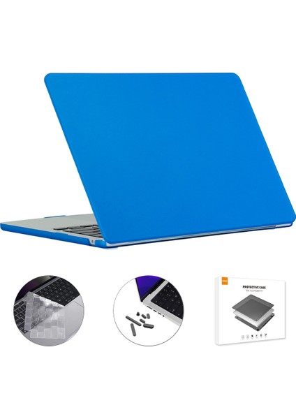 MacBook Air 13 INÇ(2024)A2681(M2)/A3113(M3)/(2022)(EU)KAPAK ve Tpu Klavye Filmi Için Mat Laptop Kılıfı-Koyu Mavi (Yurt Dışından)