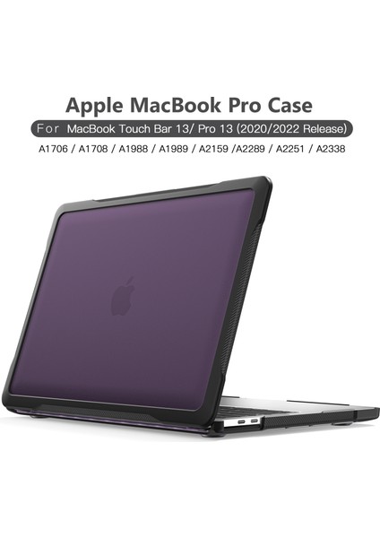 Sailor Serisi Laptop Kılıfı Için MacBook Pro 13 INÇ(2016)A1706 A1708/(2018)A1989/(2019)A2159/(2020)A2251 A2338(M1/M2)PC+TPU Darbeye Dayanıklı Kapak-Şeffaf Mor (Yurt Dışından)