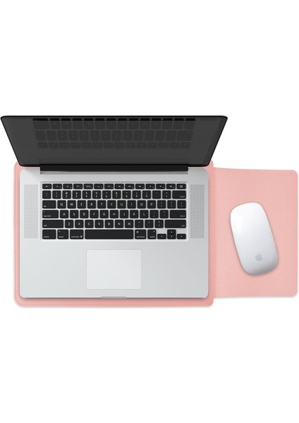 15 Inç Ultra Ince Su Geçirmez Laptop Çantası Dizüstü Bilgisayar Pu Deri Taşıma Kesesi-Pembe (Yurt Dışından)