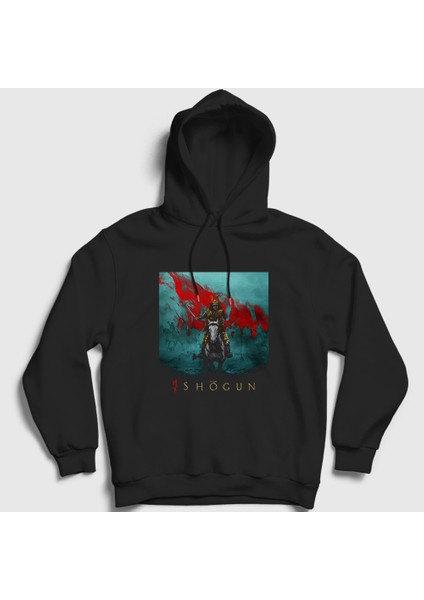 Unisex Siyah Shogun Dizi Kapüşonlu Sweatshirt
