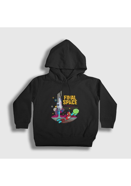 Unisex Çocuk Siyah Mooncake Final Space Kapüşonlu Sweatshirt