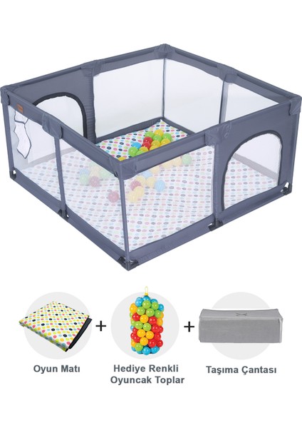 Playard Güvenli Bebek Ve Çocuk Oyun Alanı Oyun Parkı 125x125 Oyun Matı Ve Topları