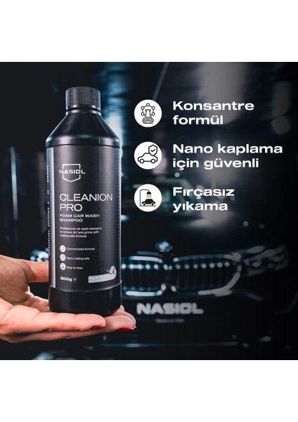 Cleanion Pro Yoğun Köpüklü Konsantre Araç Yıkama Şampuanı-25 Yıkama-500gr-Fırçasız Oto Yıkama