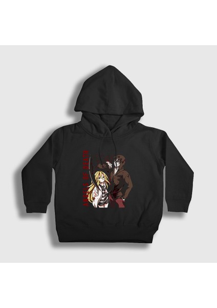 Unisex Çocuk Siyah Isaac Rachel Anime Angels Of Death Kapüşonlu Sweatshirt