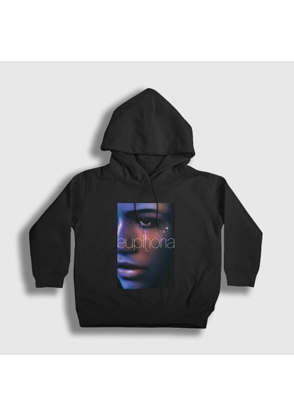 Unisex Çocuk Siyah Zendaya Rue Dizi Euphoria Kapüşonlu Sweatshirt