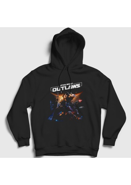 Unisex Siyah Oyun Star Wars Outlaws Kapüşonlu Sweatshirt