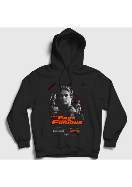 Unisex Siyah Paul Walker Fast And Furious Hızlı ve Öfkeli Kapüşonlu Sweatshirt