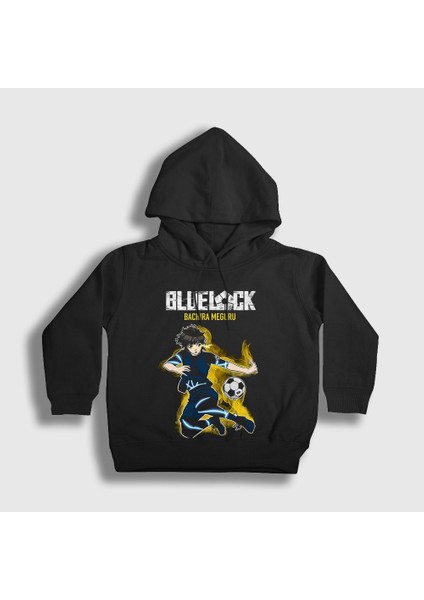 Unisex Çocuk Siyah Bachira Meguru Futbol Soccer Anime Bluelock Kapüşonlu Sweatshirt