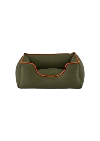 Alpha Kedi ve Köpek Yatağı Haki w Turuncu Biye S 60x