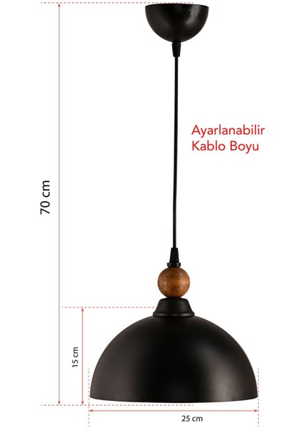 Tekli Piedra Sıvama Metal Sarkıt Avize Siyah