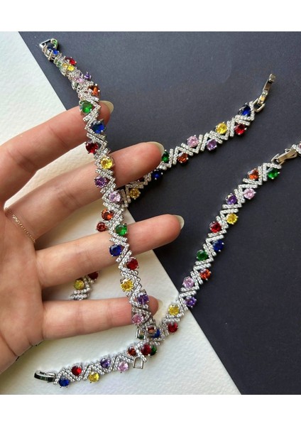 Renkli Zirkon Taşlı Su Yolu Bileklik fiyatları