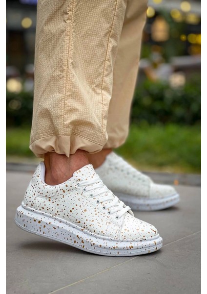 KB-X500 Kuback Beyaz Gold Bağcıklı Günlük Erkek Ayakkabı modelleri