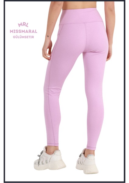 Kadın Lila Rengi Yüksek Bel Toparlayıcı Çift Cepli Spor Tayt Bilek Boy Slim Fit Görünüm 1057 fiyatları