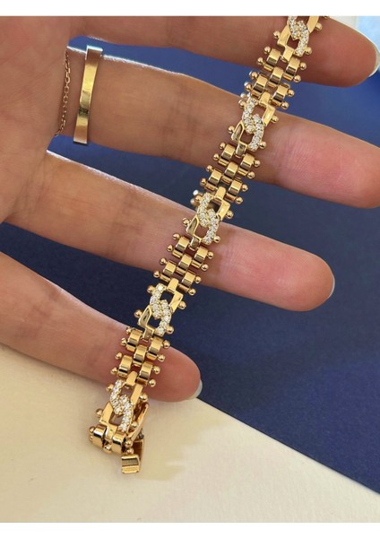 Rose Renk Çelik Zirkon Taşlı Kordon Model Bileklik fiyatları