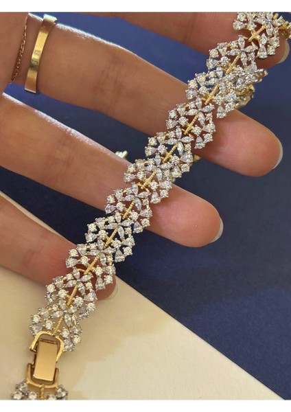Rose Renk Çelik Zirkon Taşlı Balıksırtı Dizilimli Bileklik fiyatları