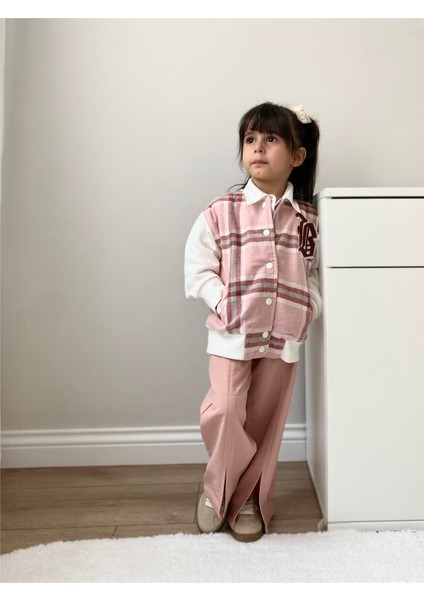 Ekose Desen Kolej Ceketi Pembe modelleri