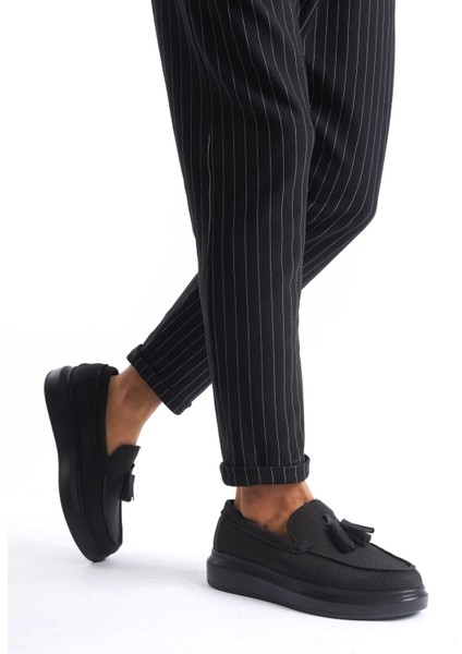 SLW154 Blaze Bağcıksız Püsküllü Keten Erkek Günlük Spor Klasik Ayakkabı St Siyah modelleri