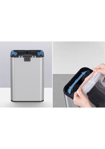 Sensörlü Çelik Çöp Kovası 50 Litre( Çift Yana Açılır Kapak)