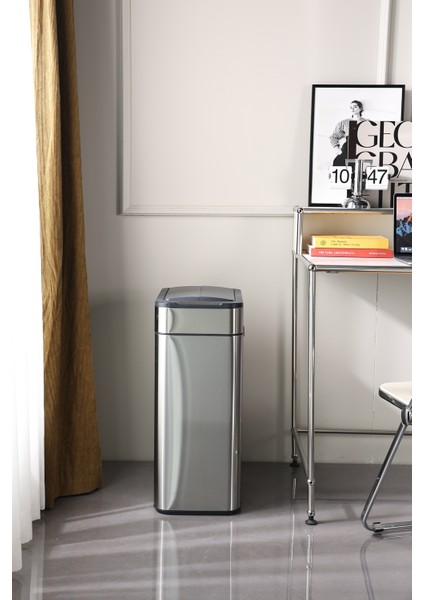 Sensörlü Çelik Çöp Kovası 50 Litre( Çift Yana Açılır Kapak)