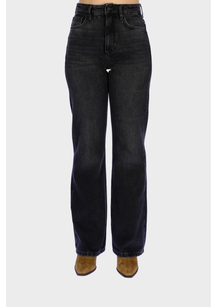 Antrasit Yüksek Bel Regular Bootcut Patı Fermuarlı Jean Pantolon C 6001-005