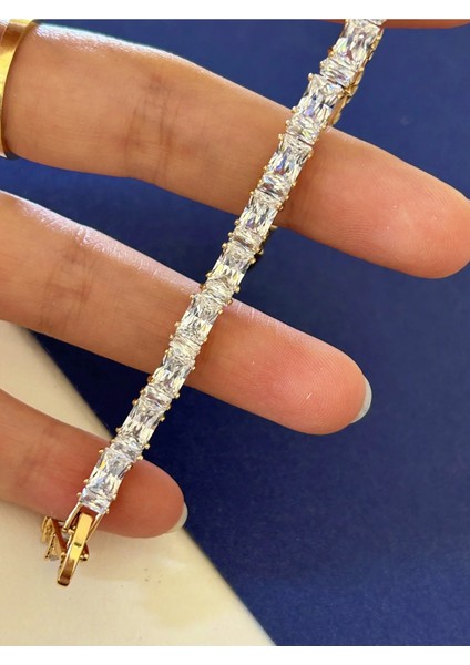 Rose Renk Çelik Baget Kesim Zirkon Taş Işlemeli Iri Bileklik fiyatları