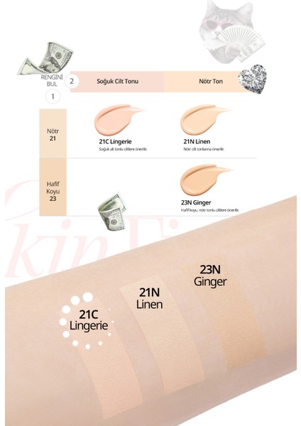 Özel Tasarım Gün Boyu Kalıcı Mat CLIO Kill Cover Skin Fixer Cushion 21C Lingerie Luxury Koshort