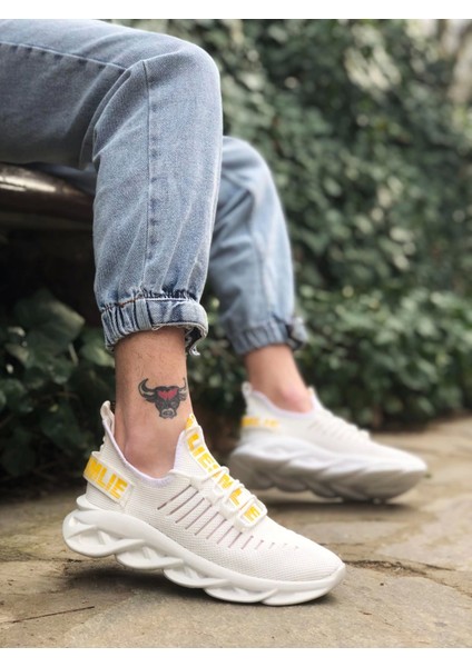 BA0602 Phantom Yüksek Taban Tarz Sneakers Beyaz Erkek Spor Ayakkabısı