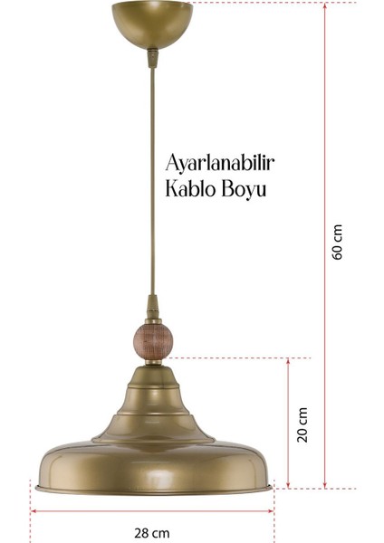 Tekli Cono Sıvama Metal Sarkıt Avize Ahşaplı Eskitme