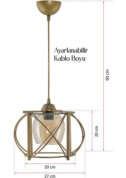 Tekli Curva Sarkıt Avize Eskitme Bal Rengi Camlı