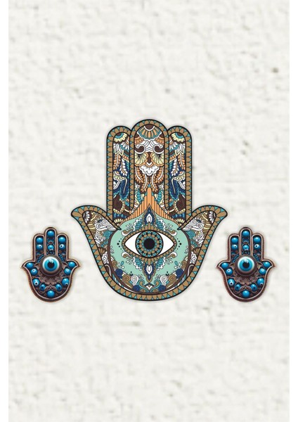 Ahşap Hamsa Fatma Ana Bereket Eli Duvar Süsü Tablo Seti indirimleri