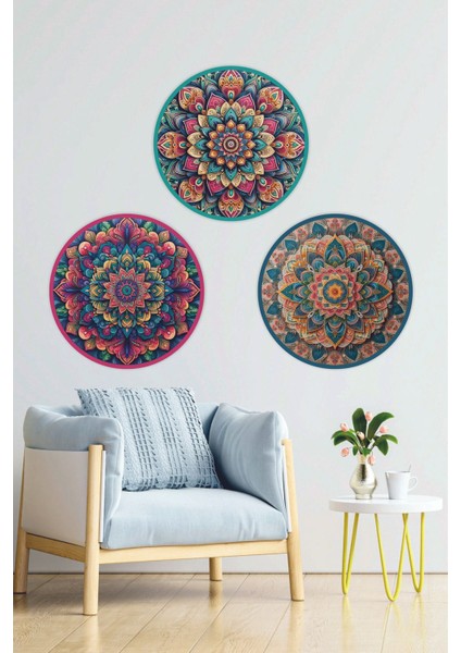Renkli Mandala Duvar Dekoru Tablo Seti 30 cm fırsatları