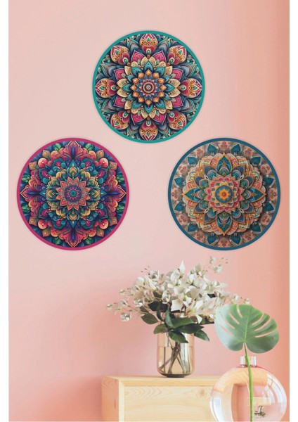 Renkli Mandala Duvar Dekoru Tablo Seti 30 cm indirimleri