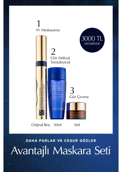 Maskara Seti - Sumptuous Extreme Mascara Göz Bakım Seti Maskara 8ml, Göz Kremi 5ml, Temizleyici 30ML