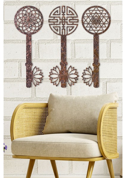 Renkli Yaşam Çiçeği, Sri Yantra ve Torus Anahtarlı 3 Lü Tablo Seti fırsatları