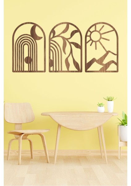 Modern Bohomien Temalı Duvar Dekoru 3 Lü Tablo Seti