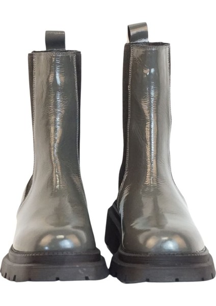 Rugan Siyah Kalın Taban Lastik Detaylı Hakiki Deri Bot fiyatları