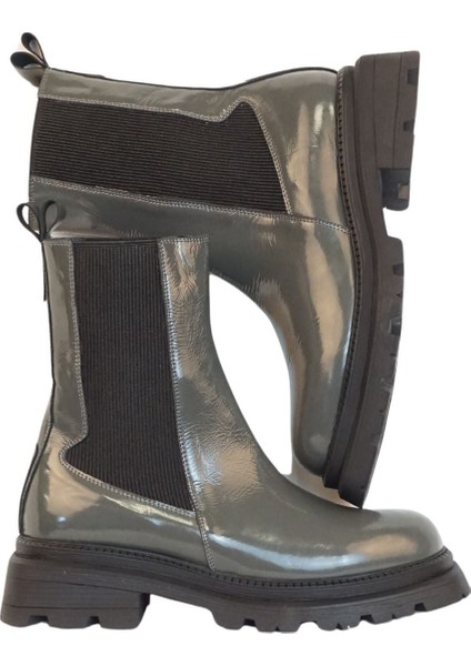 Rugan Siyah Kalın Taban Lastik Detaylı Hakiki Deri Bot modelleri