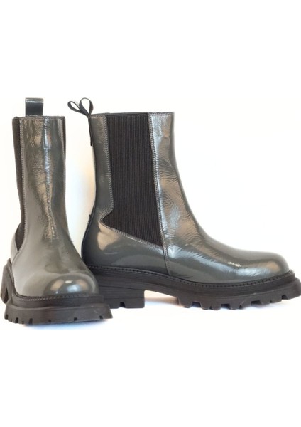 Rugan Siyah Kalın Taban Lastik Detaylı Hakiki Deri Bot fırsatları